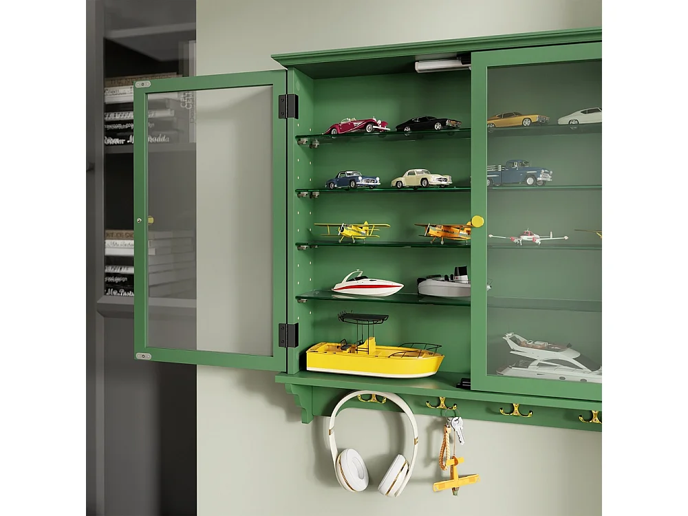 SoBuy Wall-Mounted Display Cabinet Door Dark Green 68x13.5x68.5cm FSB114-E-SY