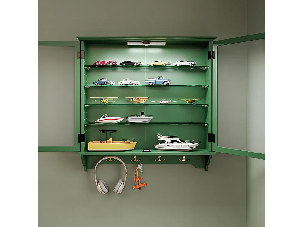 SoBuy Wall-Mounted Display Cabinet Door Dark Green 68x13.5x68.5cm FSB114-E-SY