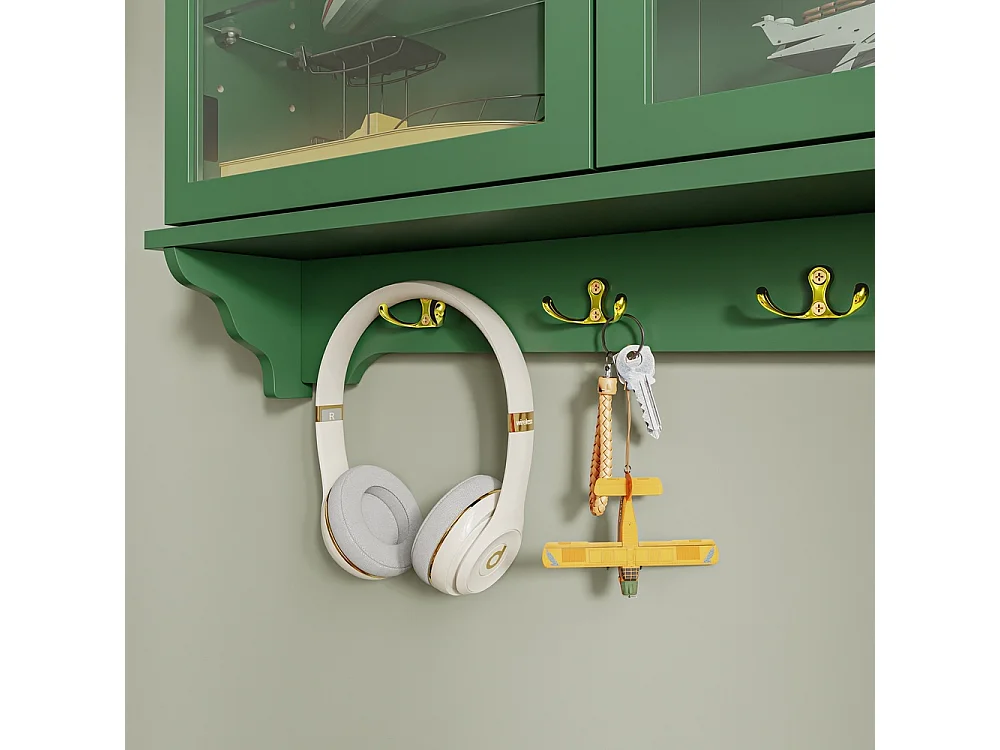SoBuy Wall-Mounted Display Cabinet Door Dark Green 68x13.5x68.5cm FSB114-E-SY
