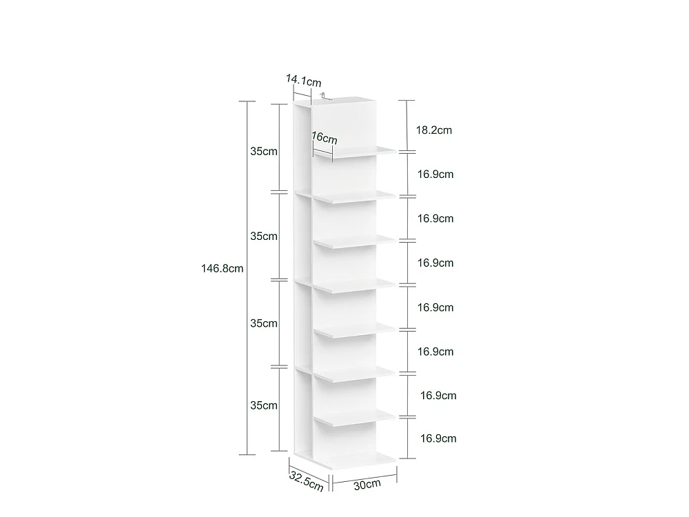 SoBuy Étagère Rangement Vertical Blanc 30x32.5x146.8cm STR14-H-W