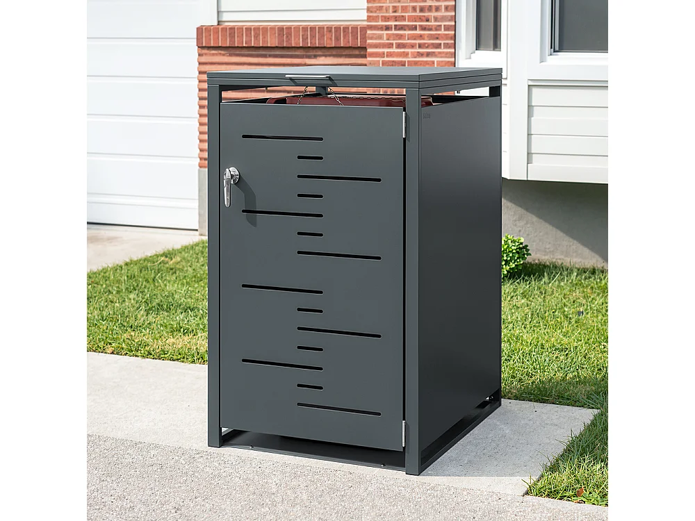 SoBuy Bin Storage Cabinet Door Wheels Dark Grey 69x80x116cm OGS63-DG