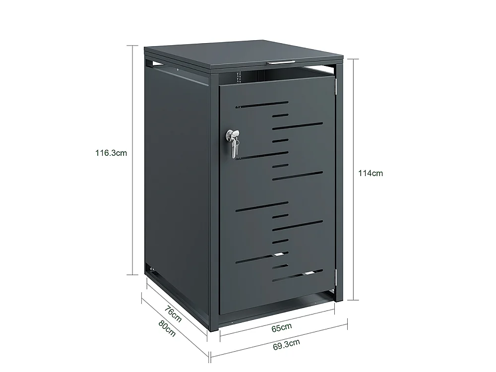 SoBuy Bin Storage Cabinet Door Wheels Dark Grey 69x80x116cm OGS63-DG