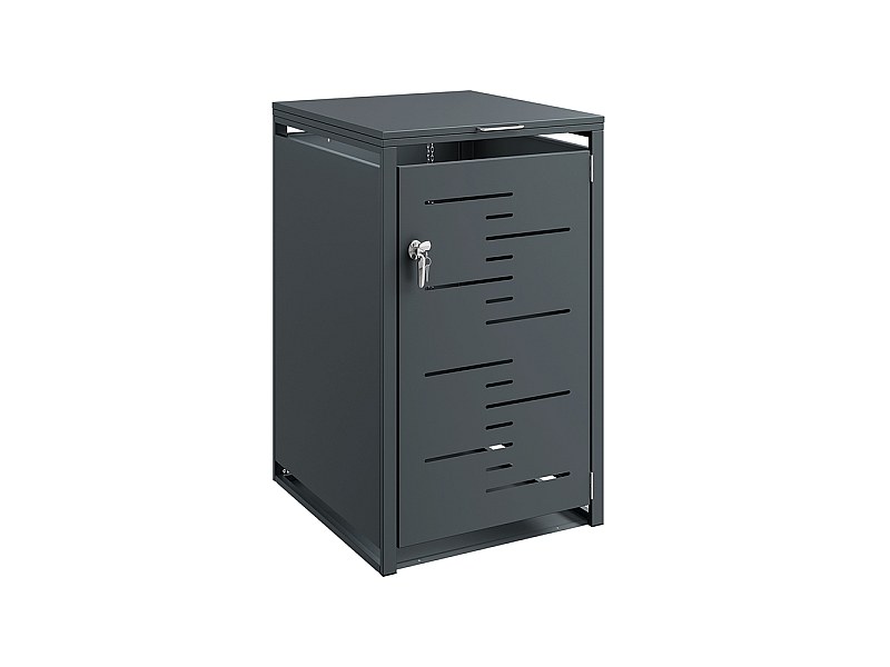 SoBuy Mülltonnenbox abschließbar mit Rädern Farbe Grau 69x80x116cm OGS63-DG
