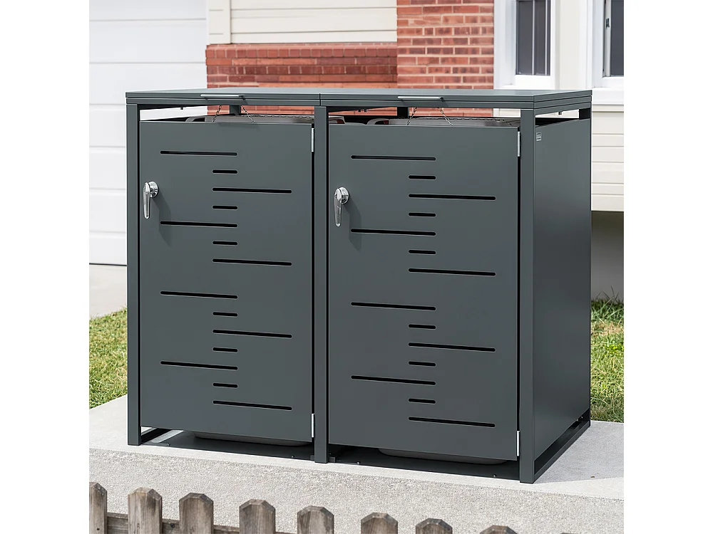 SoBuy Bin Storage Box 2 Door Dark Grey 134x80x116cm OGS64-DG