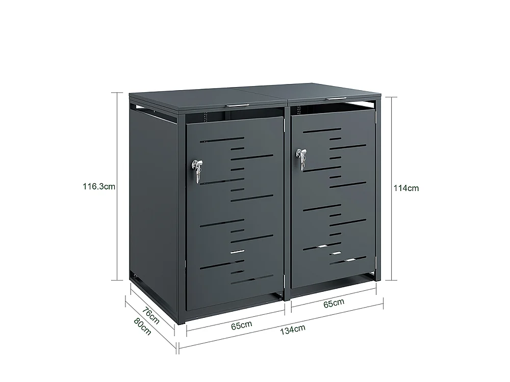 SoBuy Bin Storage Box 2 Door Dark Grey 134x80x116cm OGS64-DG