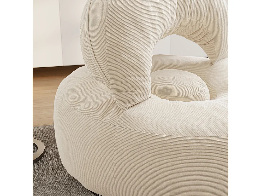 SoBuy Loungesessel with Hocker Cream White 110x125x65cm FST100-MI