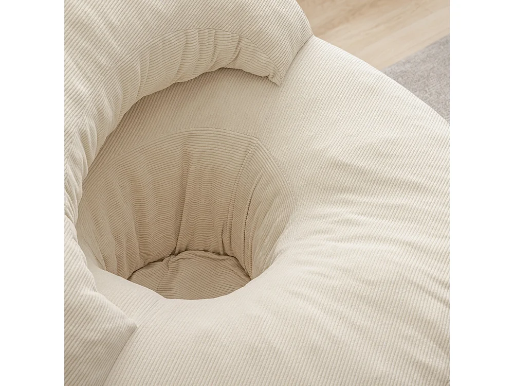 SoBuy Loungesessel with Hocker Cream White 110x125x65cm FST100-MI
