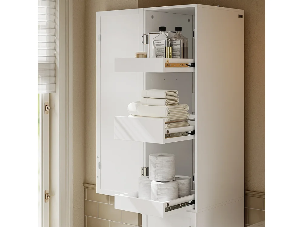 SoBuy Bathroom Tall Cabinet Drawer Door White 30x40x180cm BZR243-W
