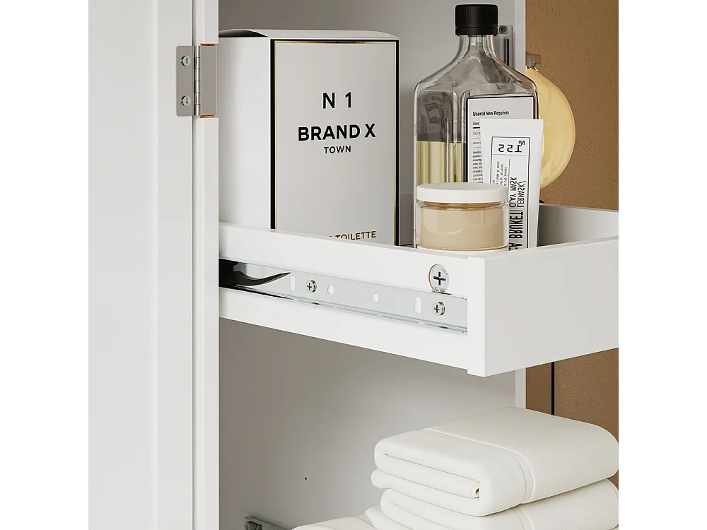 SoBuy Bathroom Tall Cabinet Drawer Door White 30x40x180cm BZR243-W