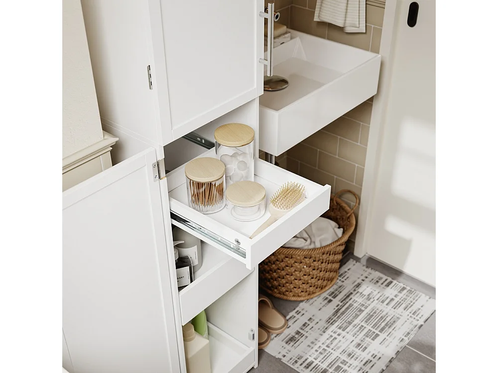 SoBuy Bathroom Tall Cabinet Drawer Door White 30x40x180cm BZR243-W