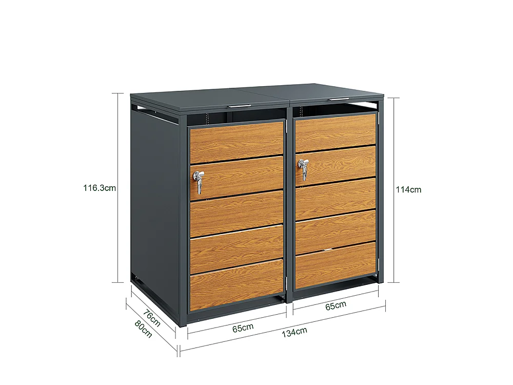 SoBuy Bin Storage Box with Wheels Dark Grey 134x80x116cm OGS64-N