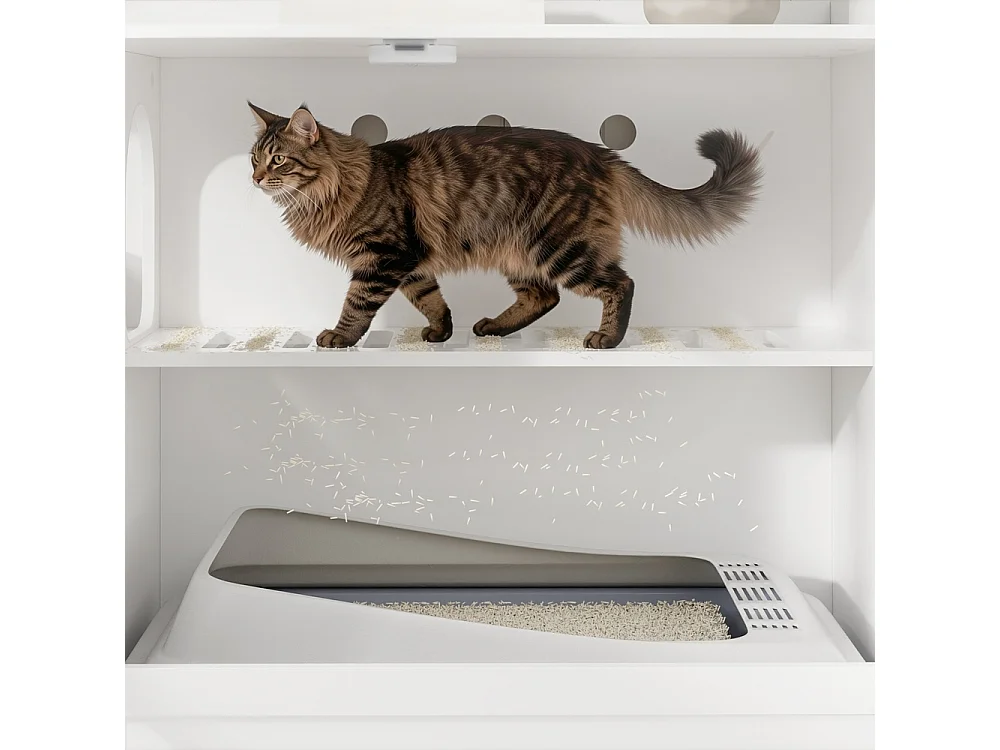 SoBuy Cat Litter Box Enclosure with Drawer and Door White 98x60x80cm HAT02-L-E-W