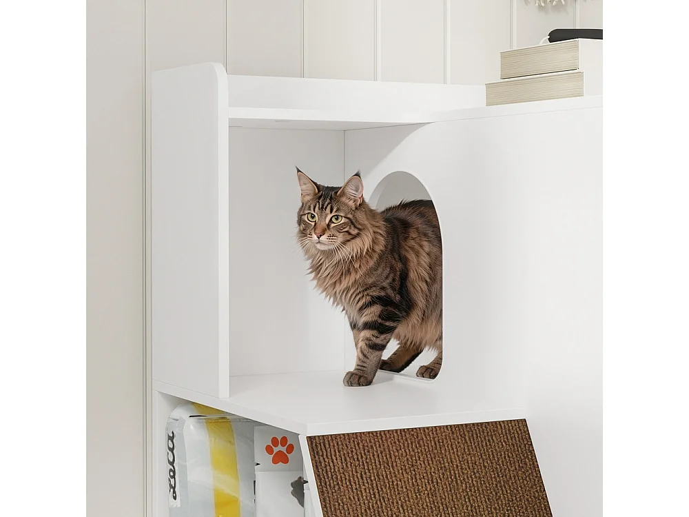 SoBuy Cat Litter Box Enclosure with Drawer and Door White 98x60x80cm HAT02-L-E-W