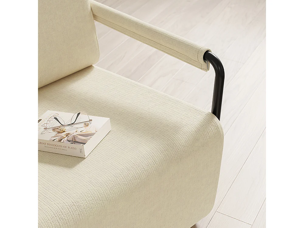 SoBuy Armchair with Ottoman Relax Chair Cream White 59.5x74x78cm FST99-MI
