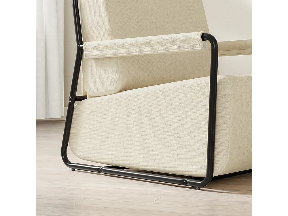 SoBuy Armchair with Ottoman Relax Chair Cream White 59.5x74x78cm FST99-MI