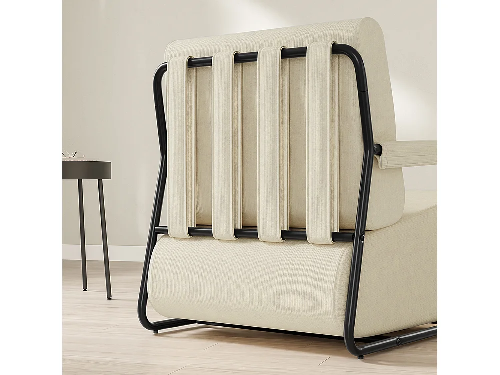 SoBuy Armchair with Ottoman Relax Chair Cream White 59.5x74x78cm FST99-MI