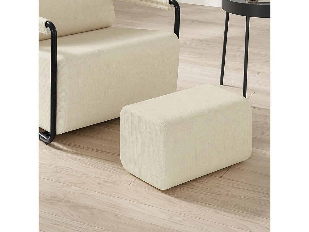 SoBuy Armchair with Ottoman Relax Chair Cream White 59.5x74x78cm FST99-MI