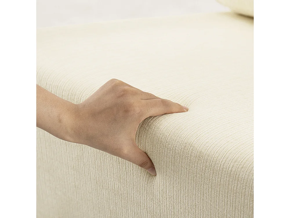 SoBuy Armchair with Ottoman Relax Chair Cream White 59.5x74x78cm FST99-MI