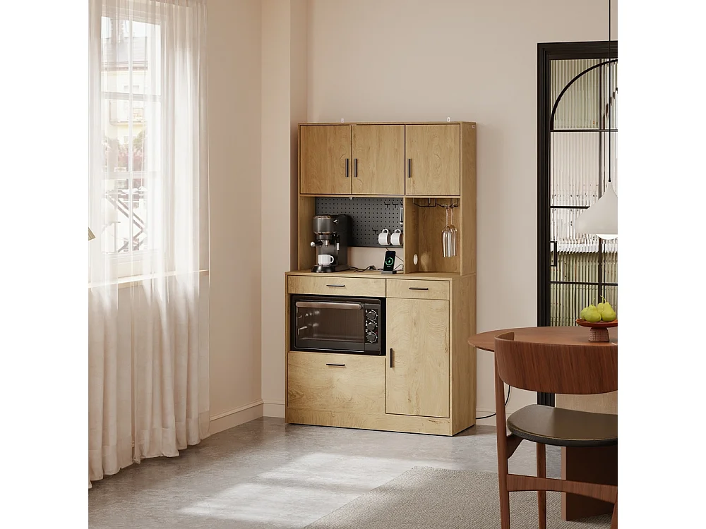 SoBuy Kitchen Sideboard with Drawer Door Shelf Light Oak 100x40x170cm FSB98-L-E-N