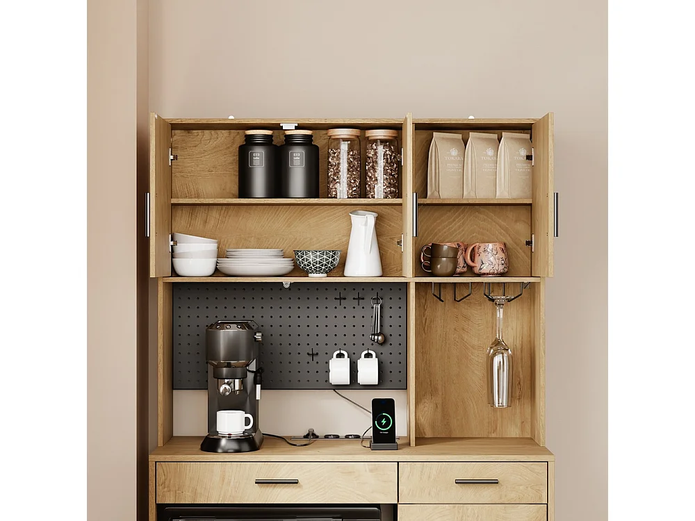 SoBuy Kitchen Sideboard with Drawer Door Shelf Light Oak 100x40x170cm FSB98-L-E-N