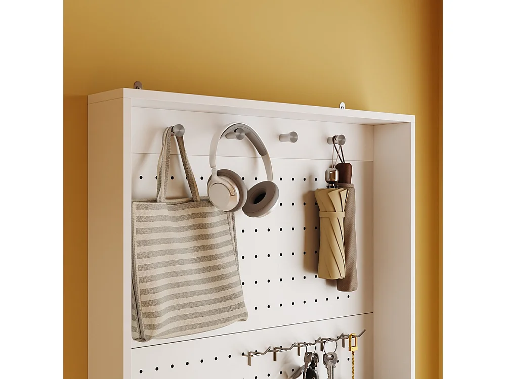 SoBuy Garderobenpaneel met plank en haken Kleur Wit 70x12x190cm FHK39-W