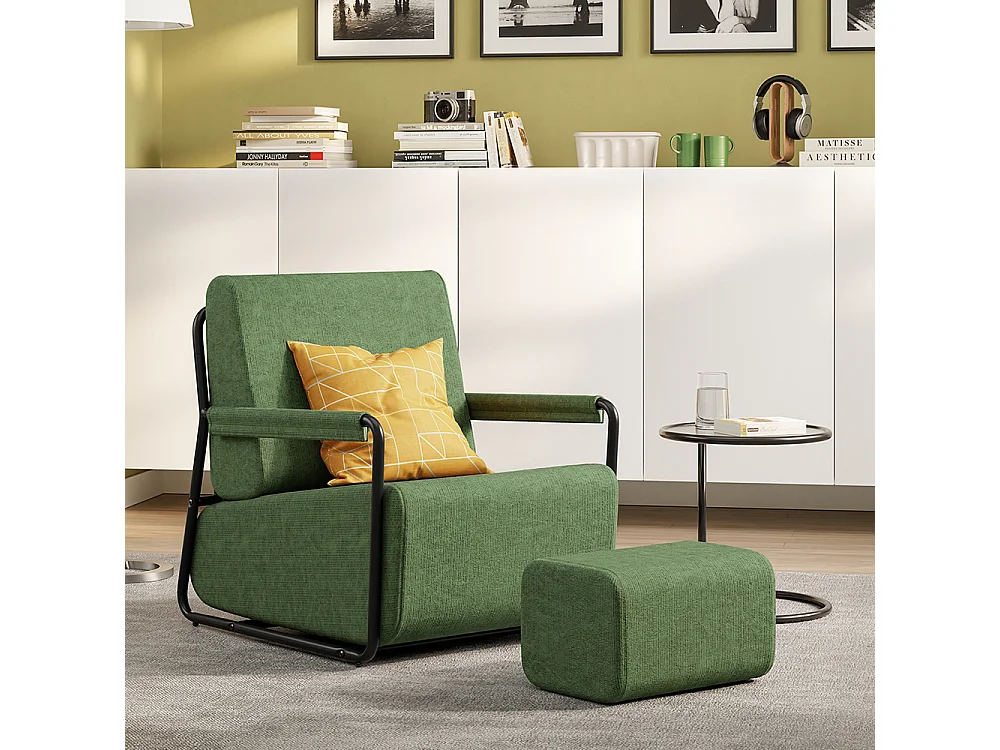 SoBuy Relax Armchair with Ottoman Dark Green 59x74x78cm FST99-SY