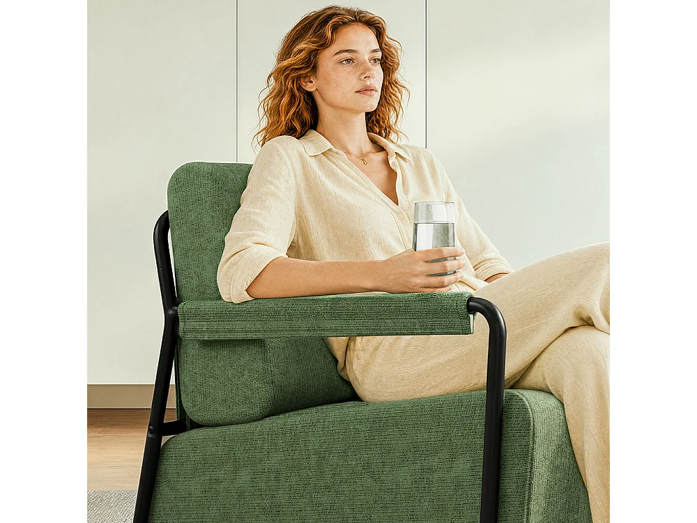 SoBuy Relax Armchair with Ottoman Dark Green 59x74x78cm FST99-SY
