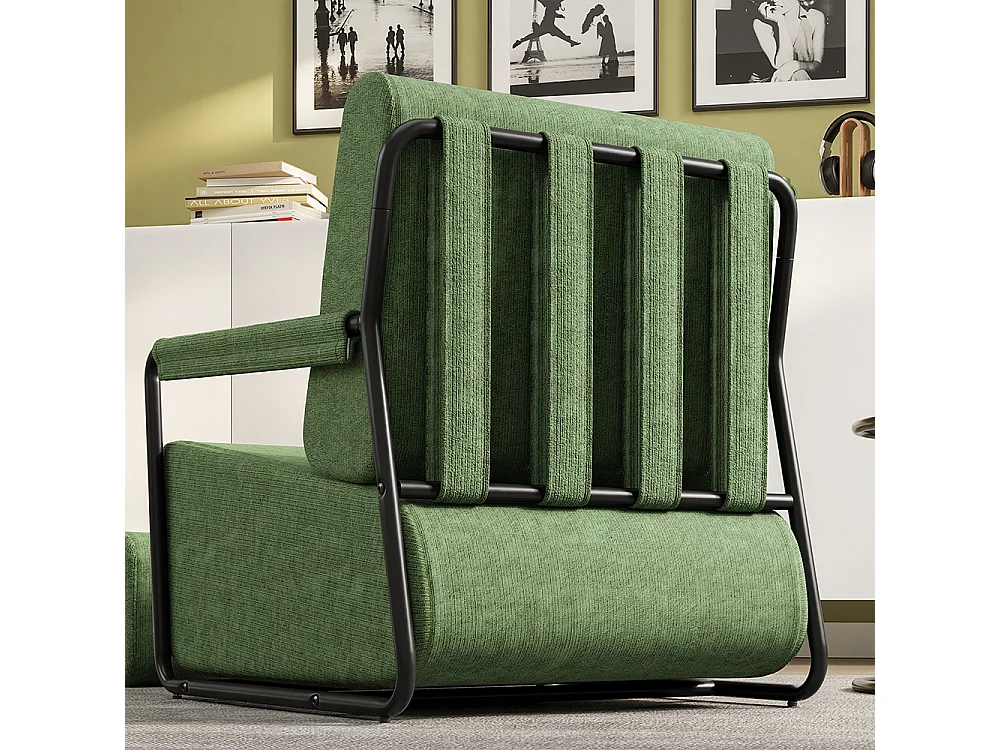 SoBuy Relax Armchair with Ottoman Dark Green 59x74x78cm FST99-SY