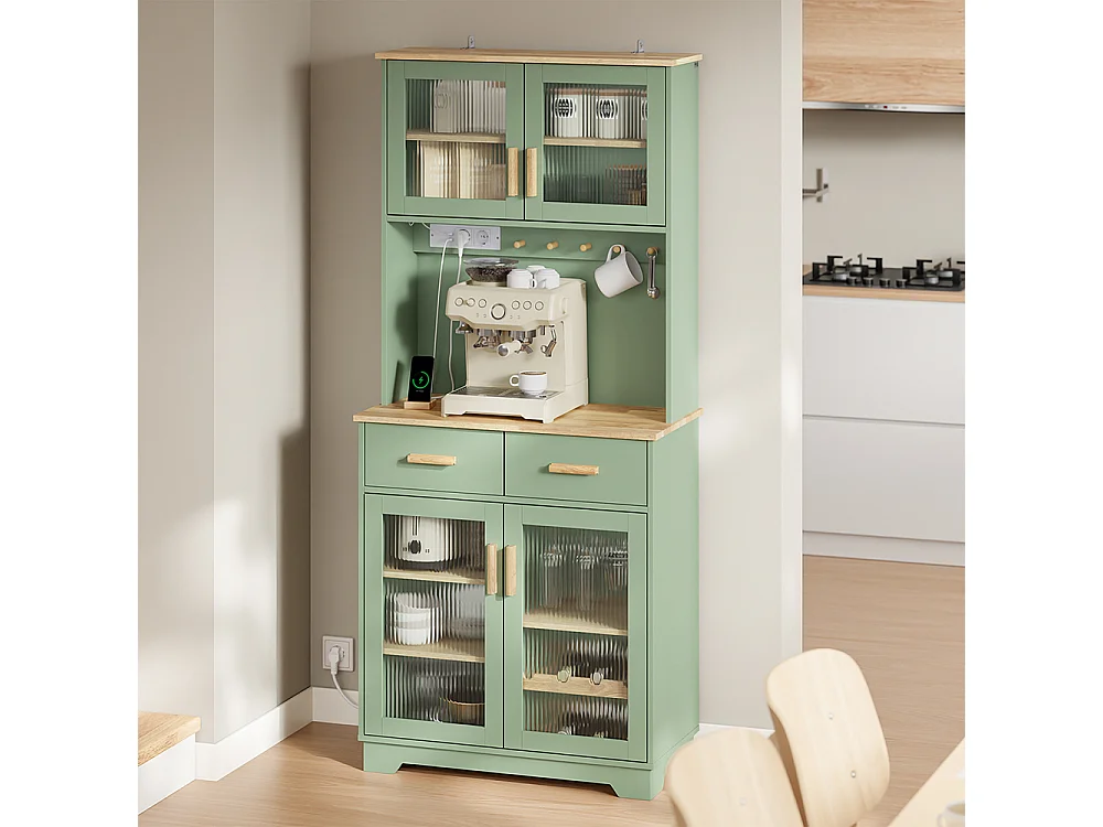 SoBuy Armário de Cozinha com Bancada Porta Gaveta Verde 78x38x180cm FSB108-E-GR