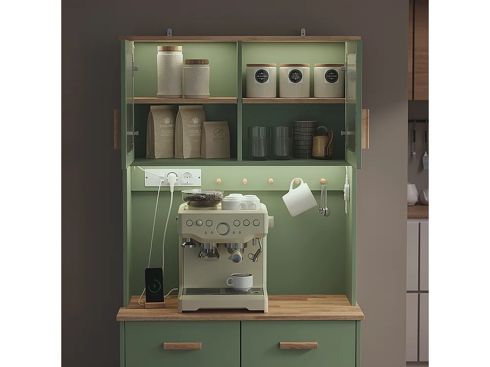 SoBuy Armário de Cozinha com Bancada Porta Gaveta Verde 78x38x180cm FSB108-E-GR