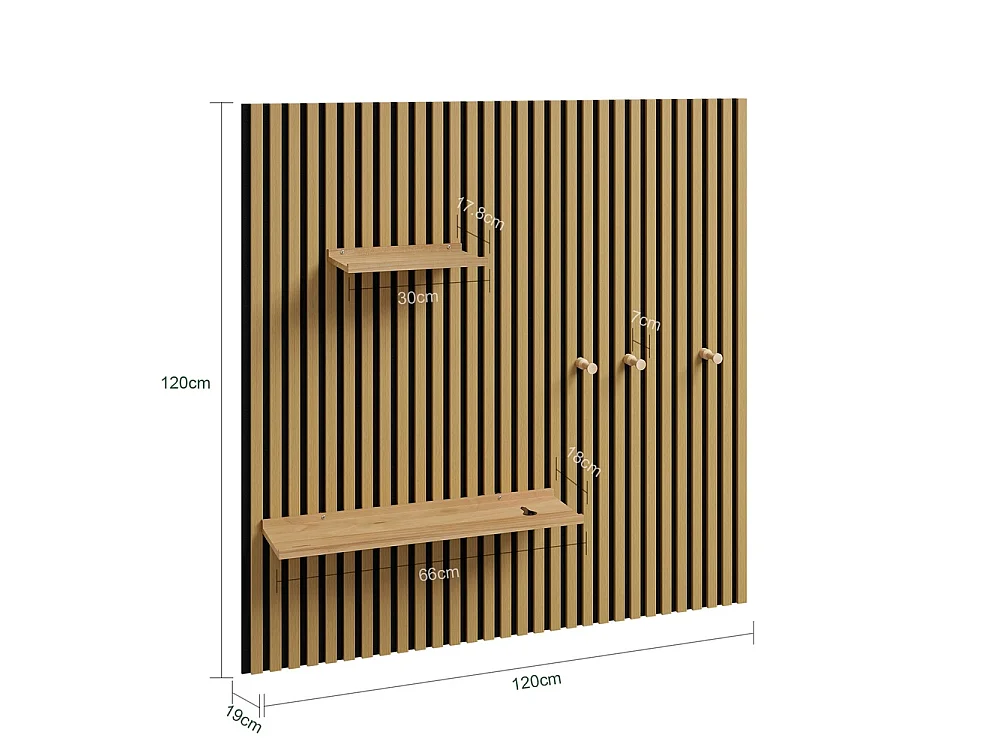 SoBuy Wandregal met planken en haken Hout 120x19x120cm FHK40-N