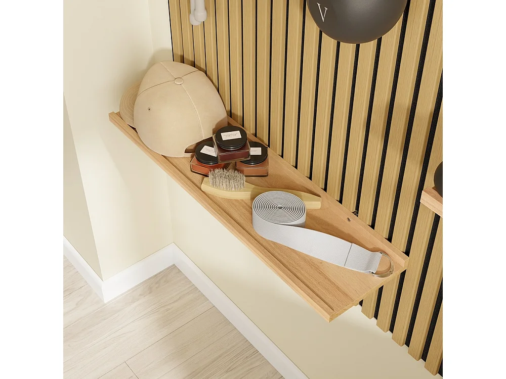 SoBuy Wandregal met planken en haken Hout 120x19x120cm FHK40-N