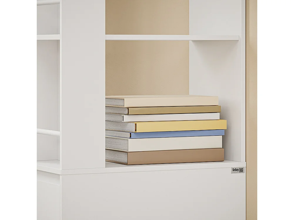 SoBuy Libreria con Cassetti Colore Bianco 28x50x170cm STR15-W