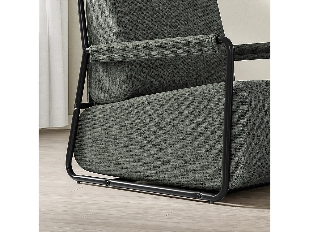 SoBuy Armchair with Ottoman Dark Grey 74x67x78cm FST99-DG