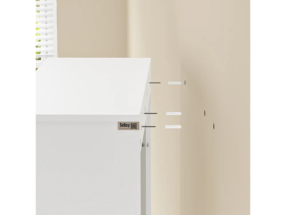 SoBuy Wandkast met planken en perforatieplaat Kleur Wit 70x25.1x70.2cm STR16-W