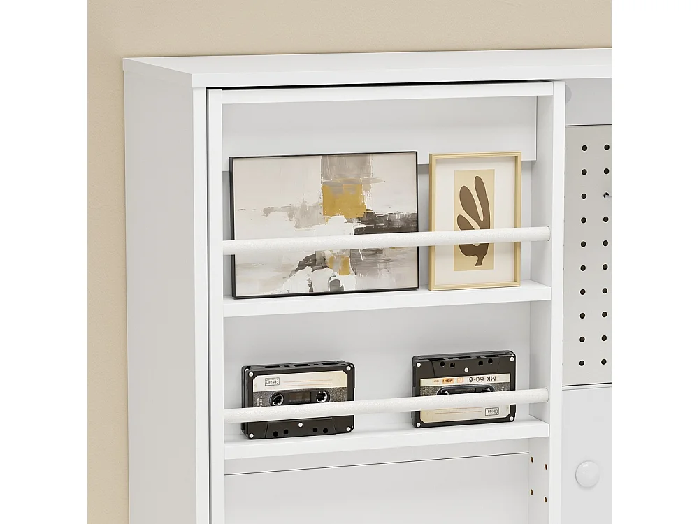 SoBuy Wandkast met planken en perforatieplaat Kleur Wit 70x25.1x70.2cm STR16-W
