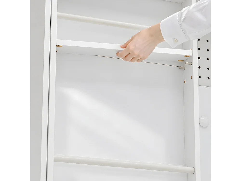 SoBuy Wandkast met planken en perforatieplaat Kleur Wit 70x25.1x70.2cm STR16-W