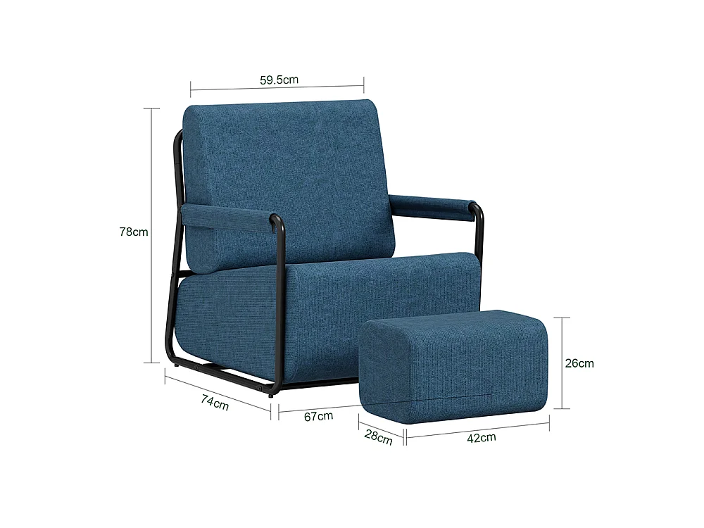SoBuy Armchair with Ottoman Dark Blue 59.5x67x78cm FST99-B