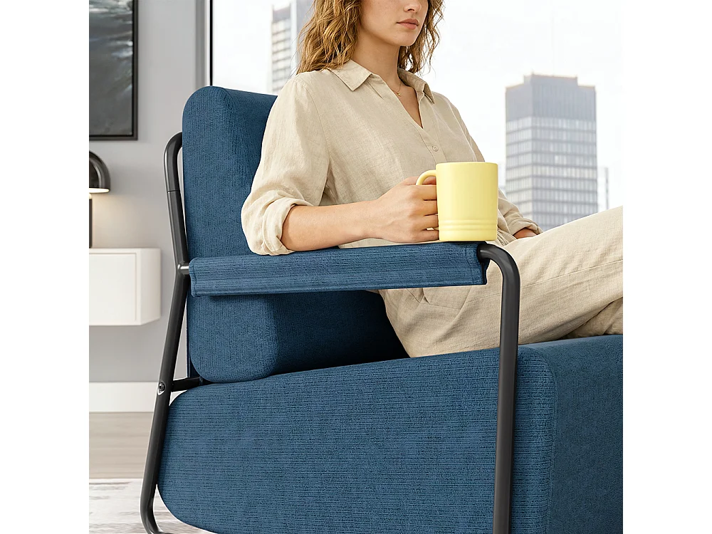SoBuy Armchair with Ottoman Dark Blue 59.5x67x78cm FST99-B