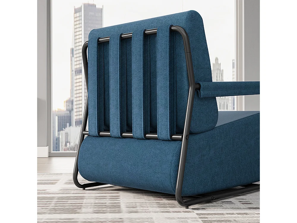 SoBuy Armchair with Ottoman Dark Blue 59.5x67x78cm FST99-B