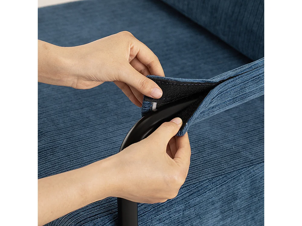 SoBuy Armchair with Ottoman Dark Blue 59.5x67x78cm FST99-B