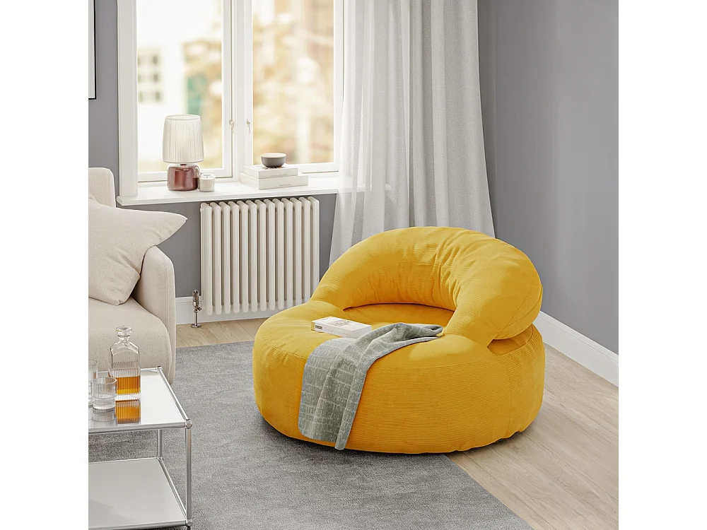SoBuy Nordic Armchair with Footstool Yellow 110x125x65cm FST100-Y