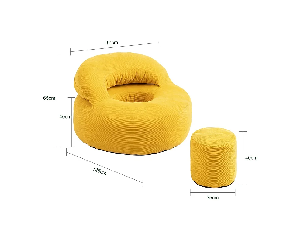 SoBuy Nordic Armchair with Footstool Yellow 110x125x65cm FST100-Y