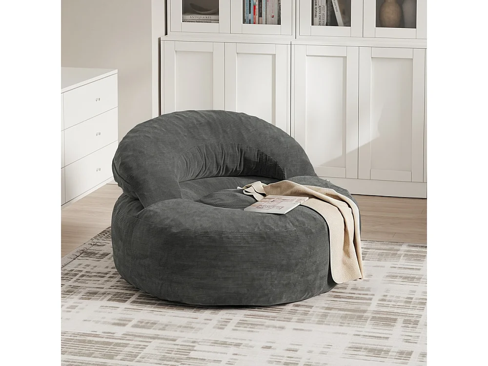 SoBuy Armchair with Ottoman Relax & Reading Chair Grey 110x125x65cm FST100-DG