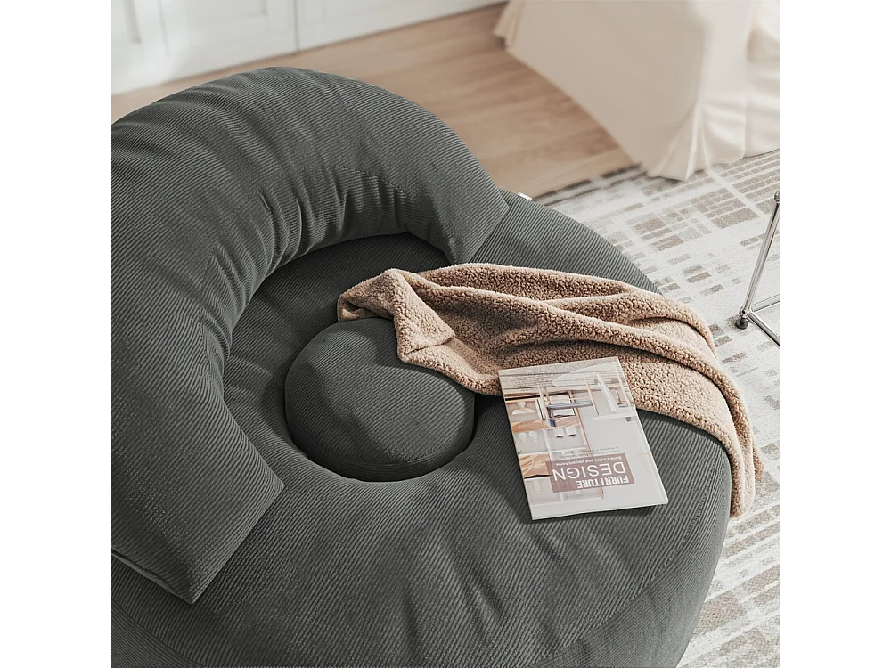 SoBuy Armchair with Ottoman Relax & Reading Chair Grey 110x125x65cm FST100-DG