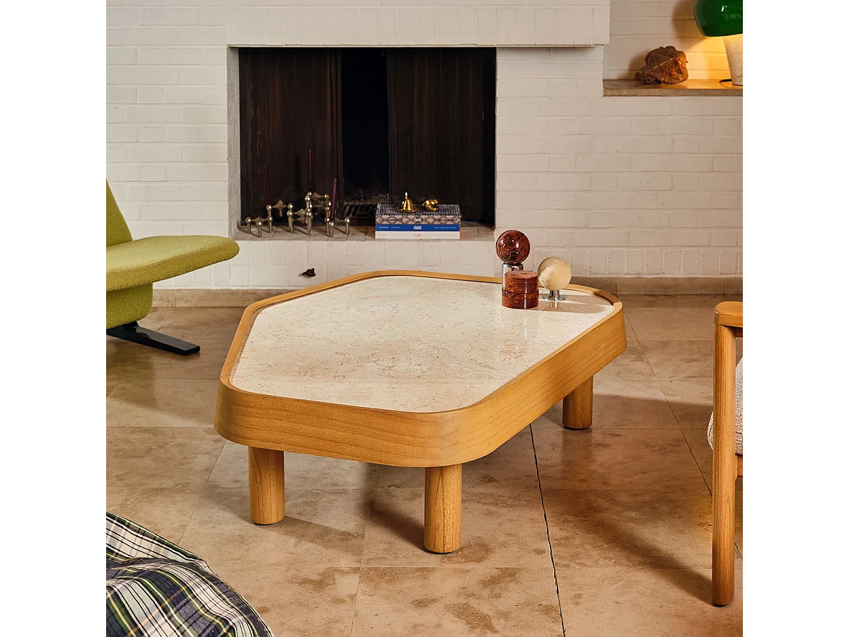 Table basse en mindi naturel organique L115 SIMONE