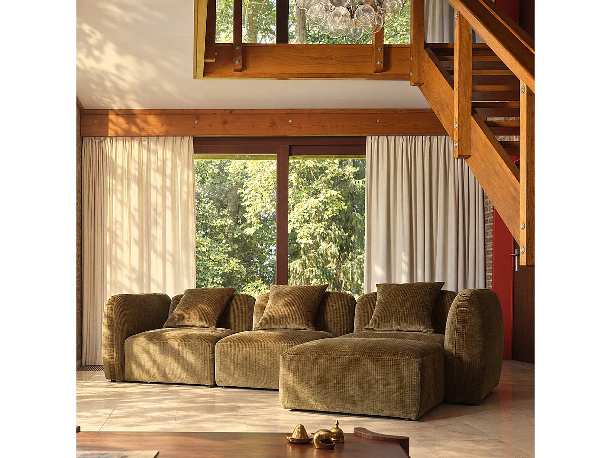 Canapé modulable 4 places en velours bronze PABLO