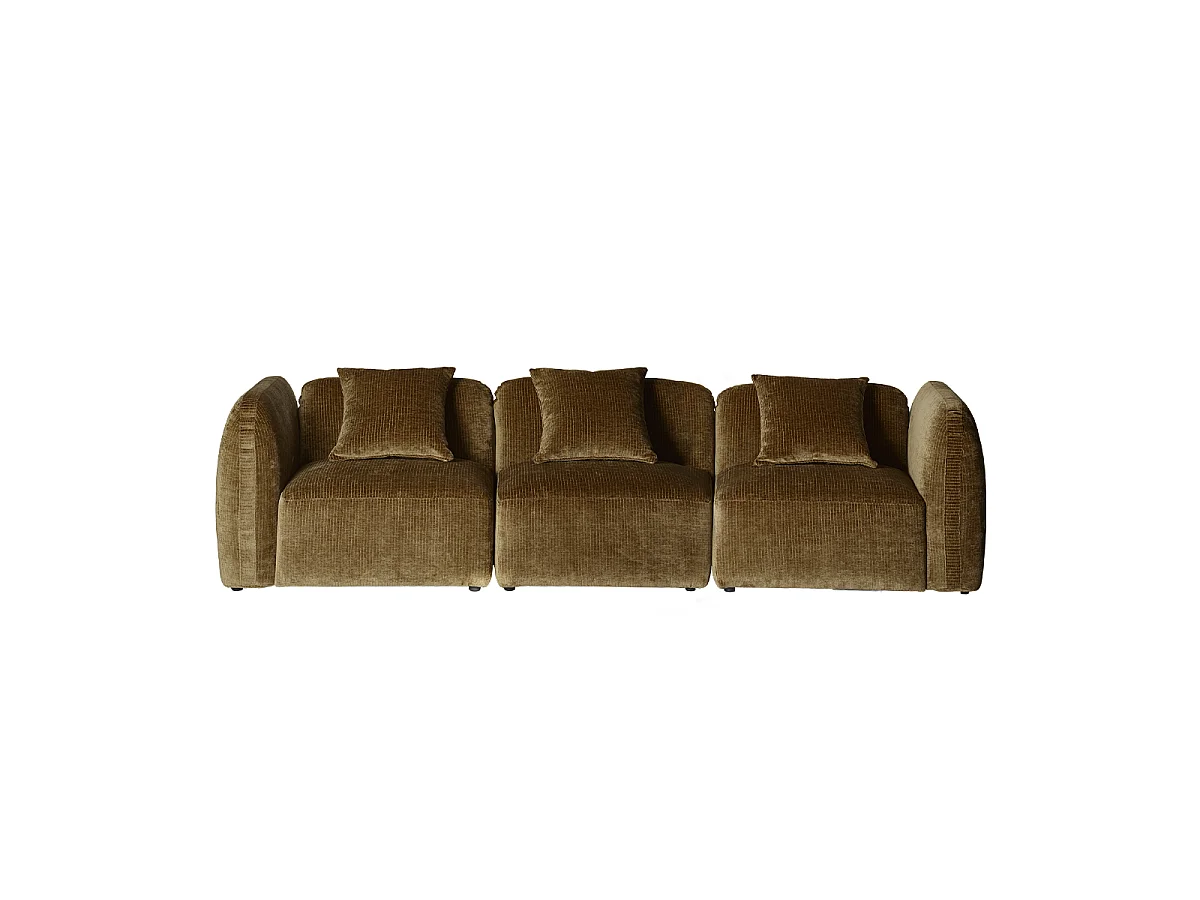 Canapé modulable 3 places en velours bronze PABLO