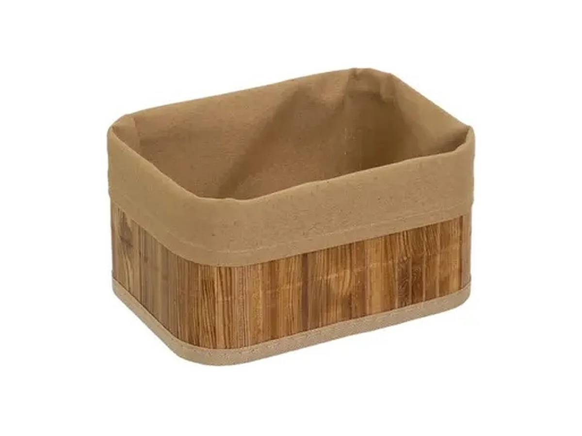 Lot de 4 Paniers de Rangement Multiformes en Bambou et Tissu Marron,Corbeilles Multi-Usages Décoratives