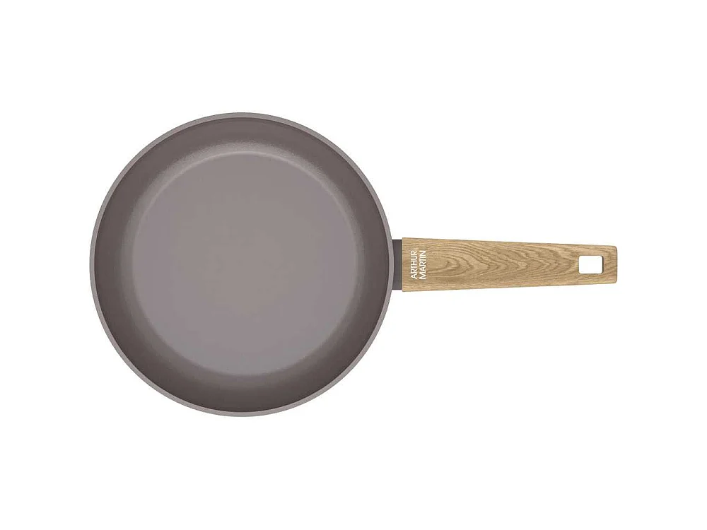 Set de 3 poeles - Tous feux dont induction - ARTHUR MARTIN - AM1052 - Revetement céramique - Ø 20-24-28 cm - Taupe